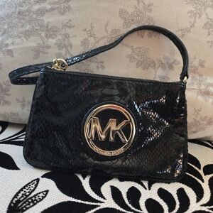 Michael Kors Black Snakeskin Wristlet